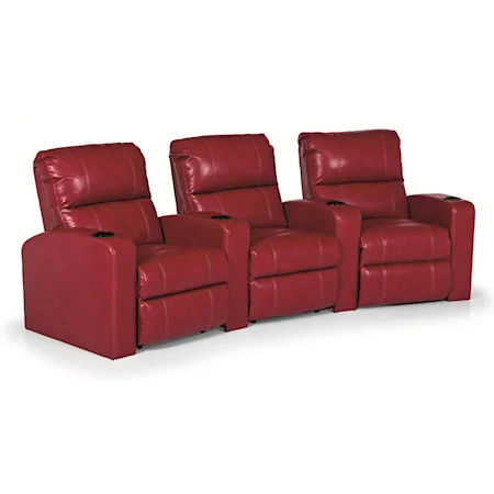 Three Piece Home Theater Sectional with Cupholders